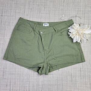 Superdown Rylan Asymmetrical Green Cotton Denim Shorts Size‎ Large